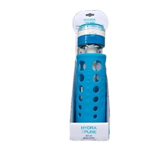 Hydra Pure Eco-friendly 20 oz Glass Bottle with Filter with Blue Sleeve